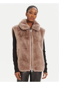 Pinko - PINKO Bezrękawnik Deyn Gilet 105107 A2WN D01 Beżowy Regular Fit. Kolor: beżowy. Materiał: syntetyk. Długość rękawa: bez rękawów