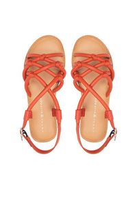 TOMMY HILFIGER - Tommy Hilfiger Sandały Flat Strappy Sandal FW0FW06668 Czerwony. Kolor: czerwony. Materiał: skóra #3