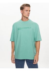 Karl Lagerfeld Jeans T-Shirt 231D1750 Zielony Regular Fit. Kolor: zielony. Materiał: bawełna