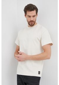 Deus Ex Machina T-shirt bawełniany kolor kremowy gładki. Okazja: na co dzień. Kolor: beżowy. Materiał: bawełna. Wzór: gładki. Styl: casual
