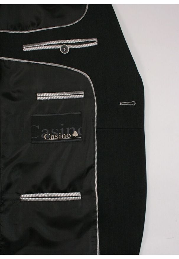 Casino - Garnitur Grafitowy, Dwuczęściowy, Elegancki, Ślubny, Zapinany na Jeden Guzik, Spodnie w Kant -CASINO. Kolor: szary. Materiał: poliester, wiskoza. Wzór: gładki