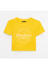 House - Koszulka Positive Vibes - Żółty. Kolor: żółty