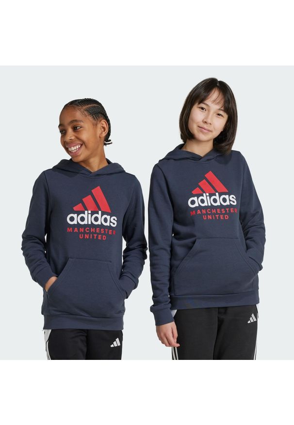 Adidas - Bluza z kapturem Manchester United Kids. Typ kołnierza: kaptur. Kolor: szary