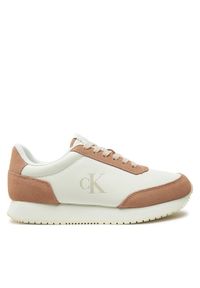 Calvin Klein Jeans Sneakersy Runner Laceup Low Mix Mg YW0YW01798 Biały. Kolor: biały. Materiał: skóra, zamsz