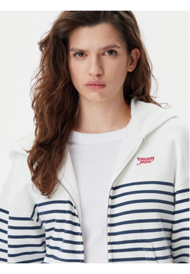 Tommy Jeans Bluza Script Logo DW0DW20303 Biały Boxy Fit. Kolor: biały. Materiał: bawełna
