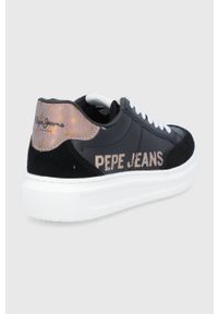 Pepe Jeans Buty skórzane Abbey Willy kolor czarny na platformie. Nosek buta: okrągły. Zapięcie: sznurówki. Kolor: czarny. Materiał: skóra. Obcas: na platformie #4