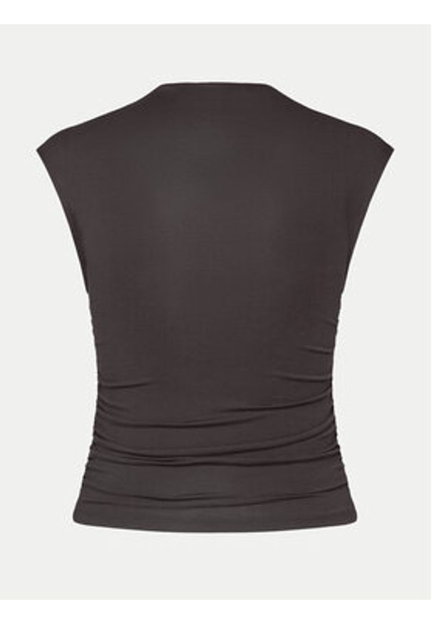 Gina Tricot Top 20883 Szary Slim Fit. Kolor: szary. Materiał: wiskoza