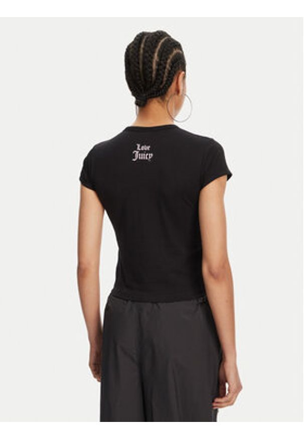 Juicy Couture T-Shirt Hibiscus JCGCT125041 Czarny Slim Fit. Kolor: czarny. Materiał: bawełna