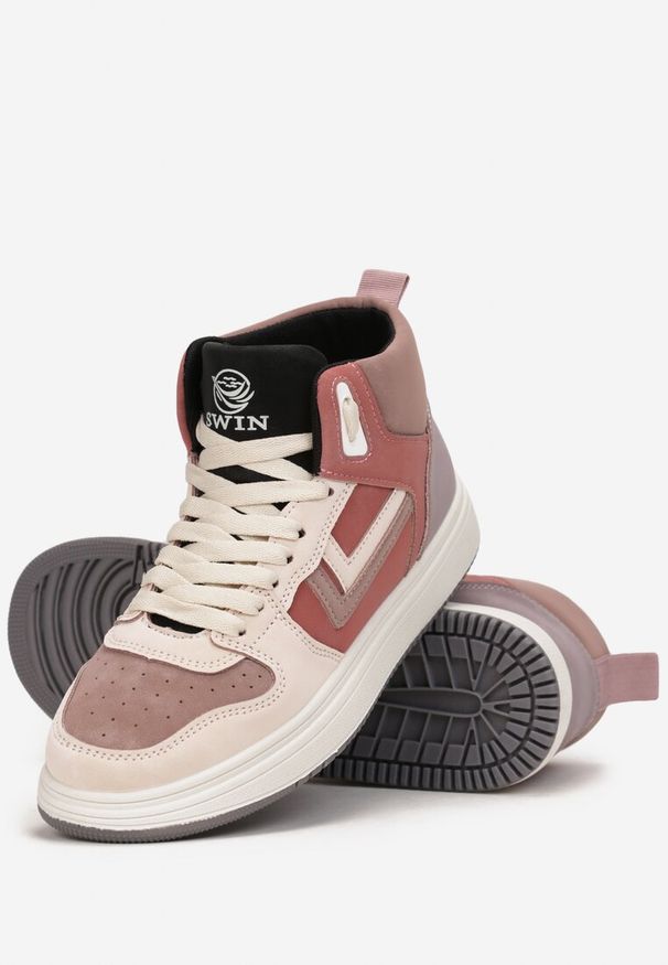 Renee - Ciemnoróżowe Sneakersy Maeramia. Okazja: na co dzień. Kolor: różowy. Materiał: jeans, jersey