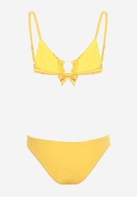 Renee - Żółte Bikini Ozdobione Okrągłą Klamrą Przy Biustonoszu Carisia. Kolor: żółty. Wzór: aplikacja #6