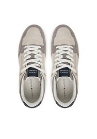 TOMMY HILFIGER - Tommy Hilfiger Sneakersy Basket Core Lite Suede FM0FM05519 Beżowy. Kolor: beżowy. Materiał: zamsz, skóra #4