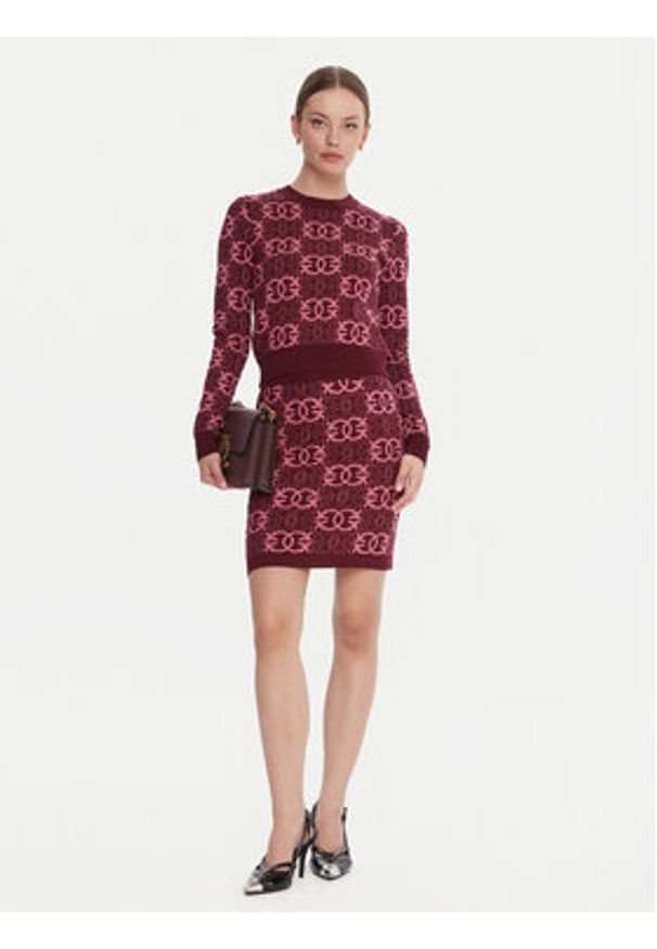 Pinko - PINKO Sweter Gypsies 106041 A2YD Bordowy Regular Fit. Kolor: czerwony. Materiał: wiskoza