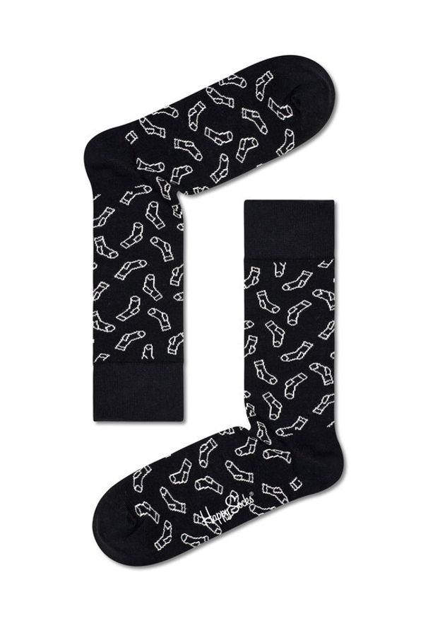 Happy-Socks - Happy Socks Skarpety wysokie unisex SOC01-9300 Czarny. Kolor: czarny. Materiał: materiał, bawełna