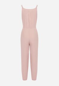 Born2be - Różowy Bawełniany Kombinezon na Regulowanych Ramiączkach ze Ściągaczem w Talii Beamla. Okazja: na co dzień. Kolor: różowy. Materiał: bawełna. Długość rękawa: na ramiączkach. Długość: długie. Styl: klasyczny, casual, elegancki #4