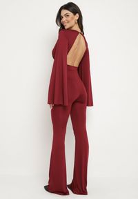 Born2be - Bordowy Długi Kombinezon z Szerokimi Rękawami i Odkrytymi Plecami Dasima. Okazja: na imprezę. Kolor: czerwony. Długość: długie. Styl: klasyczny, elegancki #5