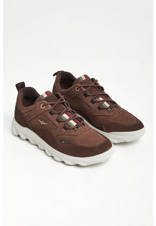 Aeronautica Militare - Sneakersy męskie zamszowe AERONAUTICA MILITARE. Materiał: zamsz, skóra
