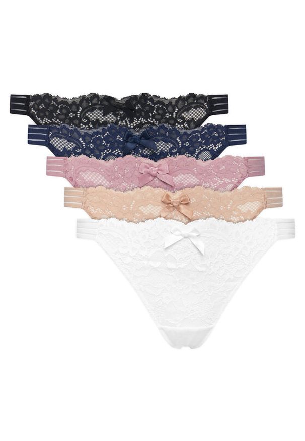 Hunkemöller Komplet stringów 302722 Kolorowy. Materiał: syntetyk. Wzór: kolorowy