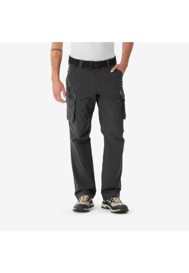 quechua - Spodnie turystyczne męskie Quechua NH500 Cargo. Kolor: szary. Materiał: elastan, bawełna, materiał. Sezon: lato. Sport: turystyka piesza