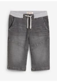 bonprix - Bermudy dżinsowe ze stretchem, Regular Fit. Okazja: na co dzień. Kolor: szary. Styl: casual