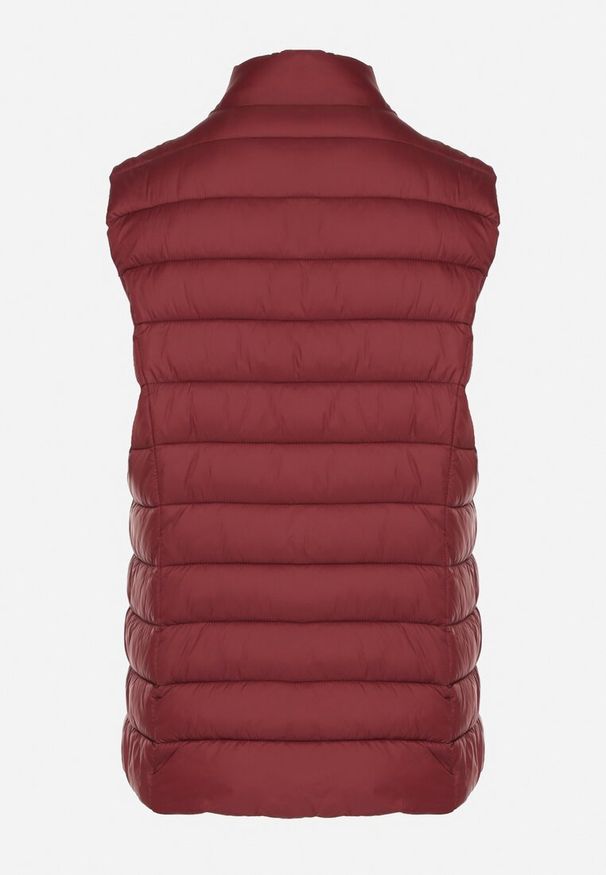 Born2be - Bordowa Pikowanana Kamizelka Sifitta. Okazja: na co dzień. Kolor: czerwony. Materiał: jeans. Styl: casual, elegancki, klasyczny