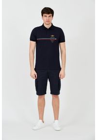 Aeronautica Militare - AERONAUTICA MILITARE Granatowe męskie polo Frecce Tricolori Embroidered, Rozmiar 3XL. Typ kołnierza: polo. Kolor: niebieski #7