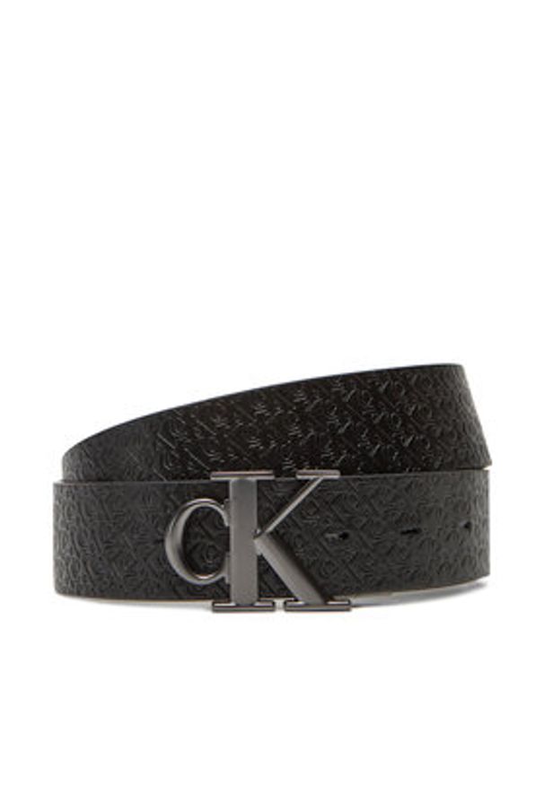 Calvin Klein Jeans Pasek Męski Monogram Plaque Buckle 35Mm Adj/Rev LV04G7033G Czarny. Kolor: czarny. Materiał: skóra