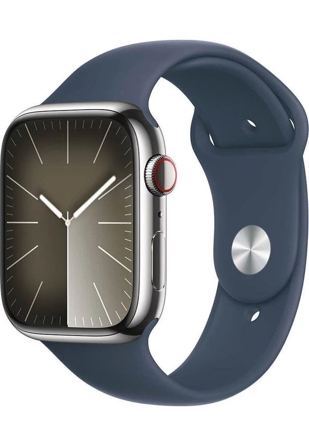 APPLE - Smartwatch Apple Watch 9 GPS + Cellular 45mm Silver Stainless Steel Sport S/M Niebieski (MRMN3ET/A). Rodzaj zegarka: smartwatch. Kolor: niebieski. Styl: sportowy