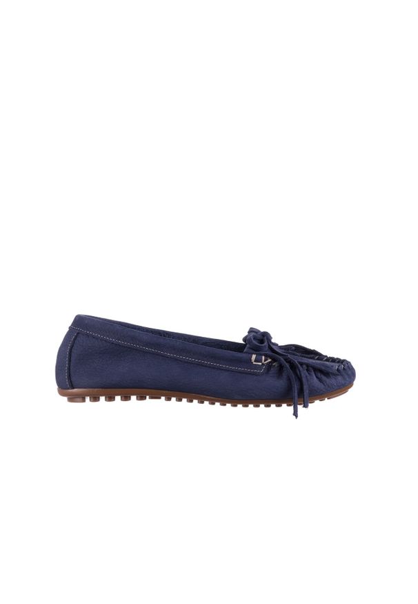 Mokasyny Bayla-161 093 388 6005 Granatowy 161042, Skóra naturalna - 36. Kolor: niebieski. Materiał: skóra. Szerokość cholewki: normalna. Wzór: aplikacja. Sezon: lato. Obcas: na obcasie. Styl: klasyczny. Wysokość obcasa: średni