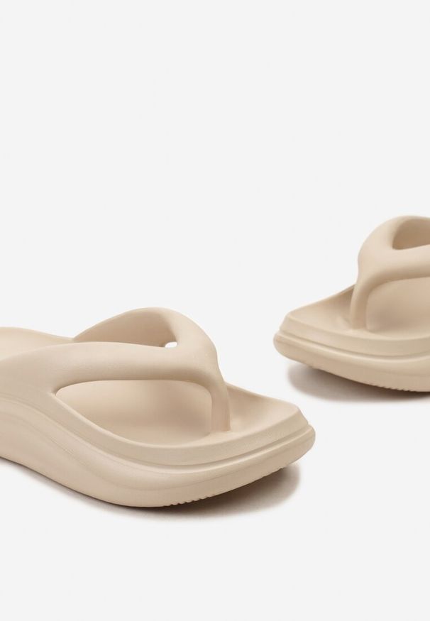 Renee - Beżowe Piankowe Klapki Japonki w Streetwearowym Stylu Panoli. Okazja: na co dzień. Kolor: beżowy. Styl: wizytowy, casual, sportowy