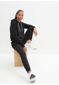 bonprix - Dres sportowy z bawełną (2 części). Kolor: czarny. Materiał: bawełna, dresówka. Styl: sportowy #1