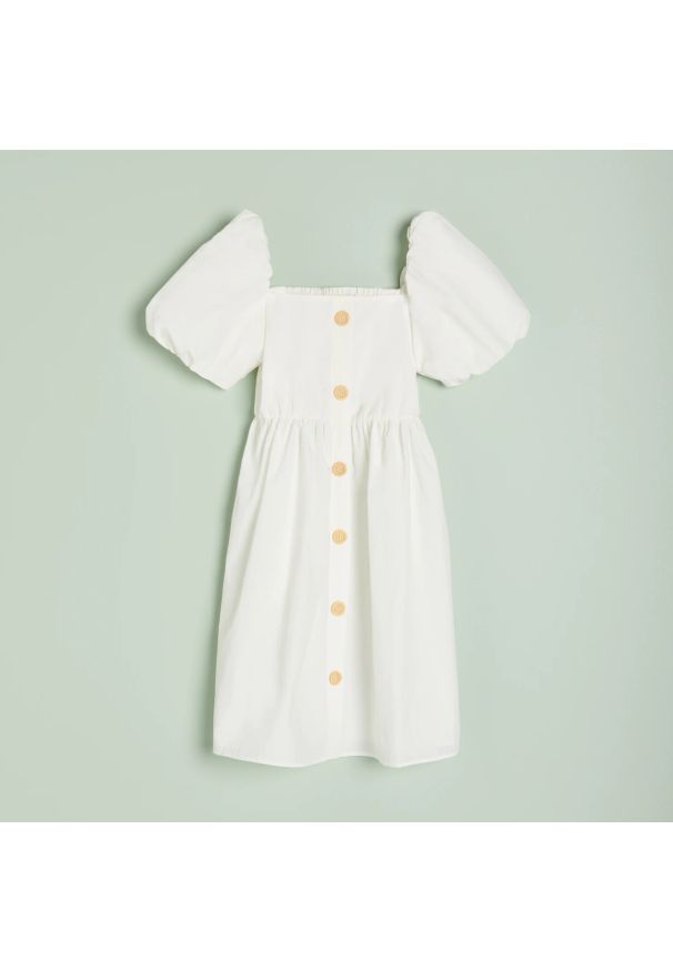 Reserved - Bawełniana sukienka - Biały. Kolor: biały. Materiał: bawełna