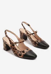 Renee - Panterkowe Sandały na Słupku Slingback Ozdobione Paskiem Divolia. Zapięcie: pasek. Wzór: aplikacja. Obcas: na słupku. Styl: klasyczny, elegancki #5