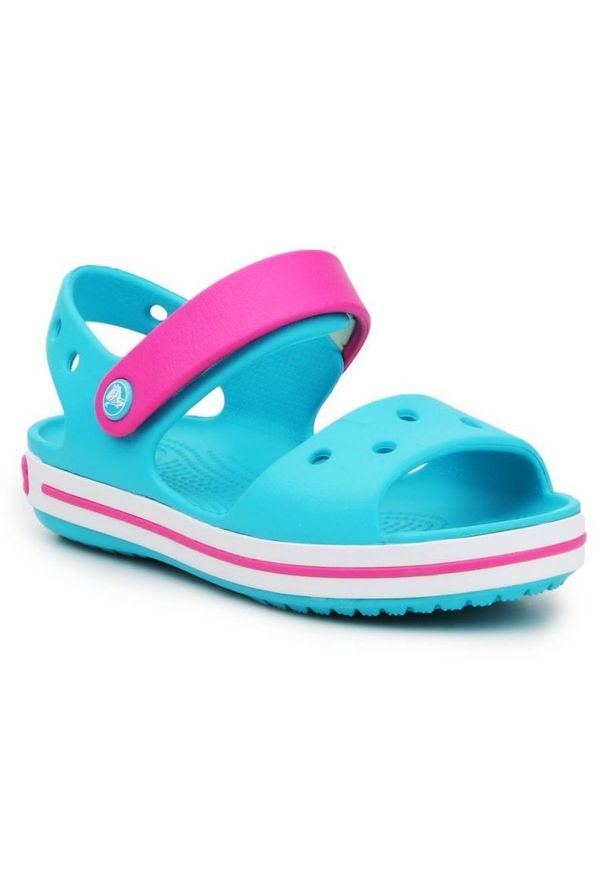 Sandały Crocs Crocband Sandal Kids 12856-4SL niebieskie różowe. Kolor: różowy, wielokolorowy, niebieski. Materiał: syntetyk