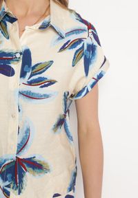 Born2be - Beżowa Wiskozowa Koszula z Krótkim Rękawem we Florystyczny Print Venaia. Okazja: na spotkanie biznesowe, do pracy. Kolor: beżowy. Materiał: wiskoza. Długość rękawa: krótki rękaw. Długość: krótkie. Wzór: nadruk. Sezon: lato. Styl: elegancki, biznesowy #5