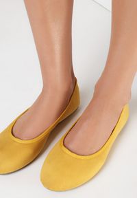 Born2be - Żółte Balerinki Nixethis. Okazja: na co dzień. Nosek buta: okrągły. Zapięcie: bez zapięcia. Kolor: żółty. Szerokość cholewki: normalna. Wzór: aplikacja, gładki. Materiał: materiał. Obcas: na płaskiej podeszwie. Styl: casual, elegancki
