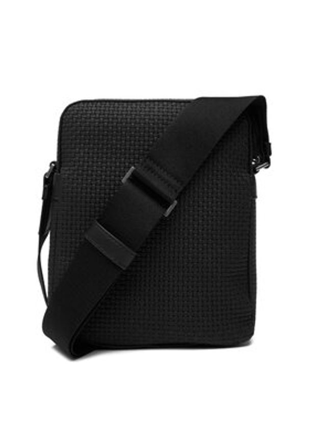 Calvin Klein Saszetka Embossed Woven Reporter LV04D3208G Czarny. Kolor: czarny. Materiał: skóra