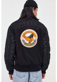 Iceberg kurtka bomber wełniana x Looney Tunes kolor czarny przejściowa. Kolor: czarny. Materiał: wełna #5