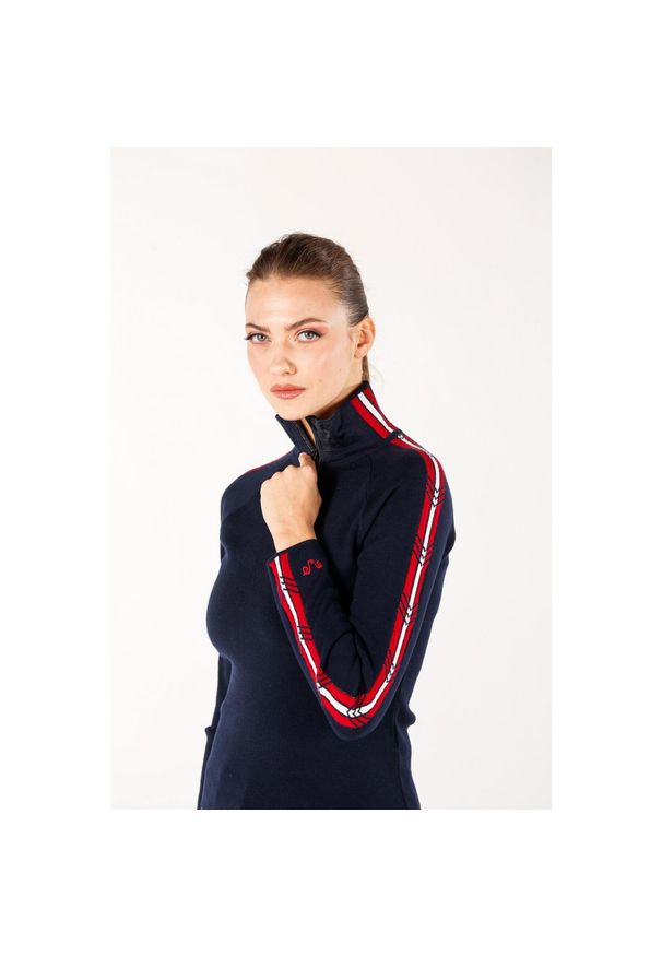 WOOLONA - Sweter turystyczny damski Woolona 100% Merino. Kolor: niebieski. Materiał: wełna. Sport: turystyka piesza