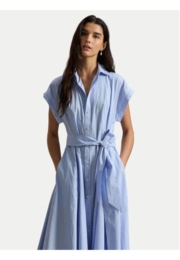 Polo Ralph Lauren Sukienka koszulowa 211A96363001 Błękitny Regular Fit. Typ kołnierza: polo. Kolor: niebieski. Materiał: bawełna. Typ sukienki: koszulowe