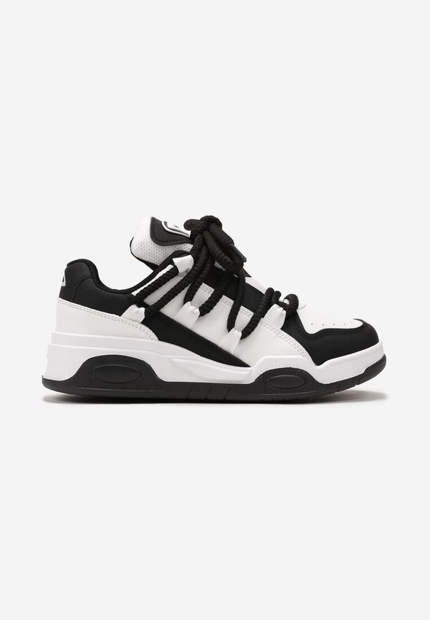 Renee - Czarne Sneakersy na Grubej Podeszwie z Imitacji Skóry z Grubymi Sznurowadłami Virinal. Kolor: czarny. Materiał: skóra
