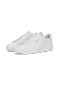 Puma - Młodzieżowe skórzane sneakersy Smash 3.0 PUMA White Cool Light Gray. Kolor: wielokolorowy, szary, biały. Materiał: skóra #1