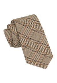 Wełniany Krawat - Alties - Odcienie Beżu, Kratka. Kolor: brązowy, wielokolorowy, beżowy. Materiał: bawełna, wełna. Wzór: kratka