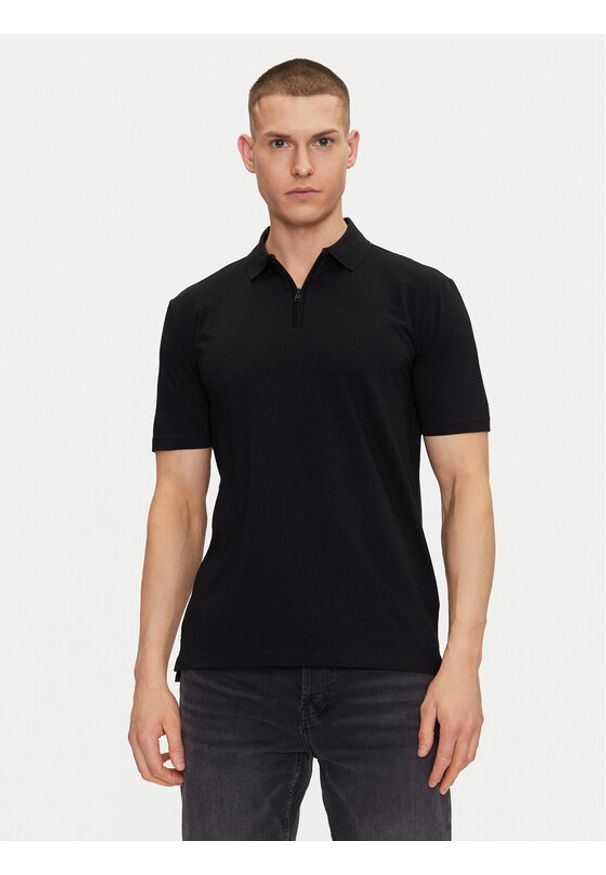 Hugo - HUGO Polo Dekok233 50543368 Czarny Regular Fit. Typ kołnierza: polo. Kolor: czarny. Materiał: bawełna