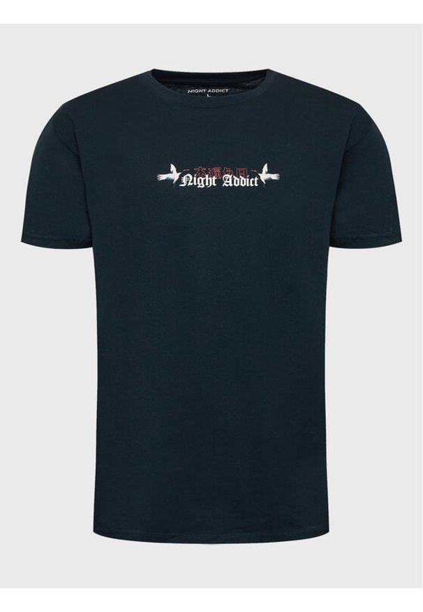 Night Addict T-Shirt MTS-NA574CRANES Czarny Relaxed Fit. Kolor: czarny. Materiał: bawełna