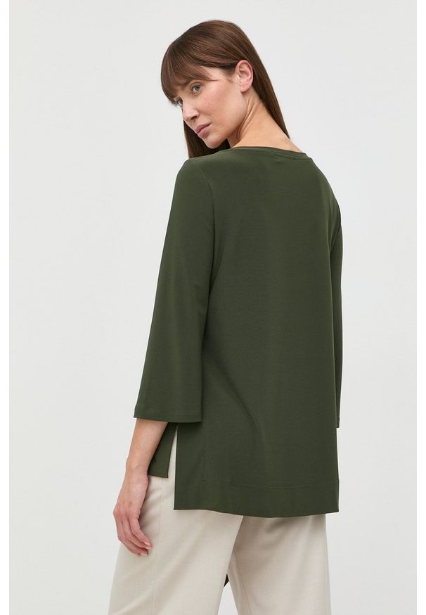 Max Mara Leisure bluzka damska kolor zielony gładka. Okazja: na co dzień. Kolor: zielony. Materiał: dzianina. Wzór: gładki. Styl: casual