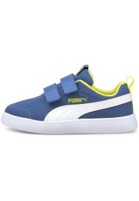 Buty do chodzenia dla dzieci Puma Courtflex V2 Mesh V PS niebieskie. Zapięcie: rzepy. Kolor: niebieski. Materiał: mesh. Sport: turystyka piesza