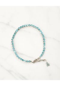 AMINA MUADDI - Błękitna bransoleta na kostkę z kryształami. Materiał: srebrne. Kolor: niebieski. Kamień szlachetny: kryształ #6