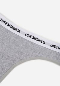 Born2be - Szare Majtki Typu Stringi z Bawełną i Napisami Veza. Kolor: szary. Materiał: bawełna. Wzór: napisy #3