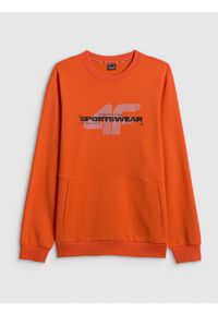 4f - 4F Bluza dresowa regular bez kaptura męska - pomarańczowa XL. Okazja: na co dzień. Typ kołnierza: bez kaptura. Kolor: pomarańczowy. Materiał: dresówka. Styl: casual #1