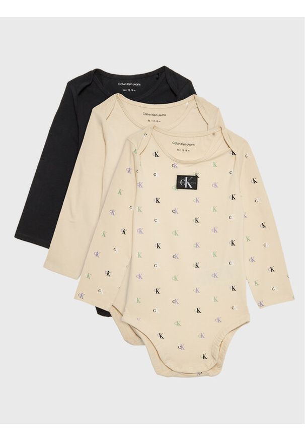 Komplet 3 par body dziecięcych Calvin Klein Jeans. Wzór: kolorowy